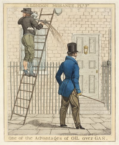 One of the Advantages of Oil Over Gas, plate 3 from A London Nuisance, 1821 by Richard Dighton